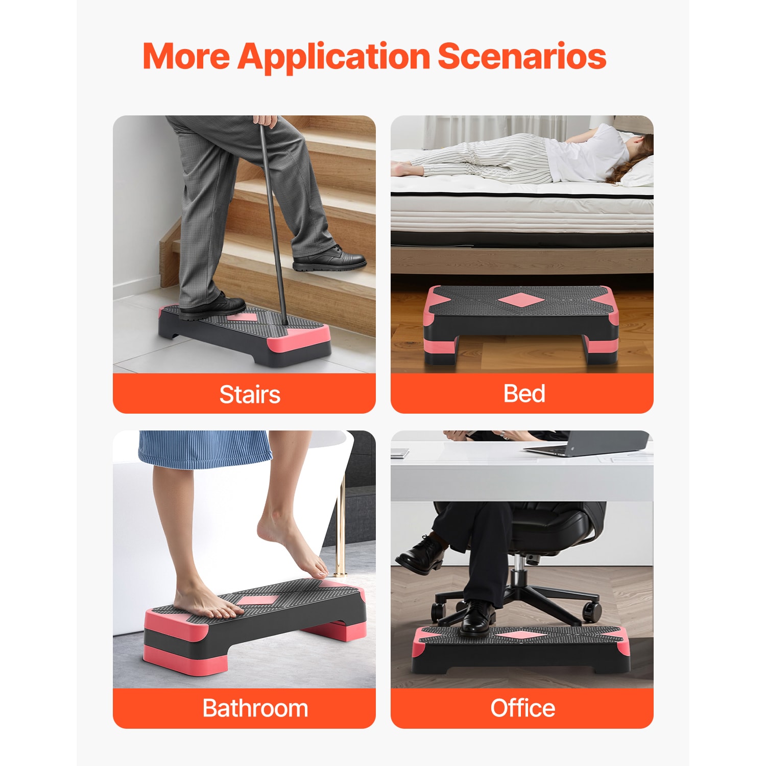 Aerobic Exercise Step Platform Height Adjustable Workout Stepper 4 Riser Red_voghion.com